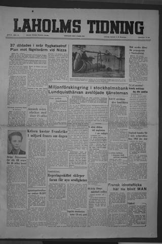 Förstasidan, Tisdag 4 mars 1952