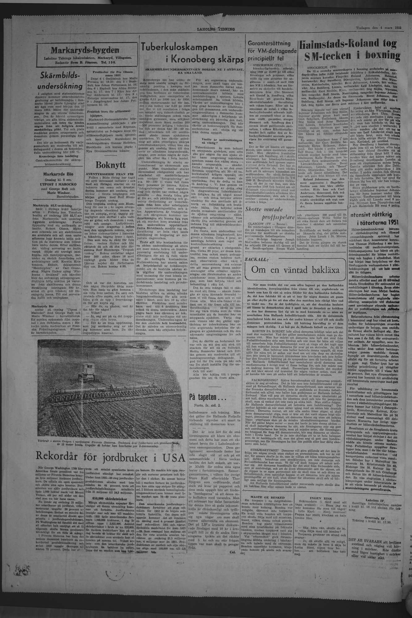 Laholms Tidning Tisdag 4 mars 1952, sida 4