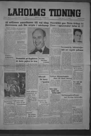 Förstasidan, Tisdag 4 november 1952