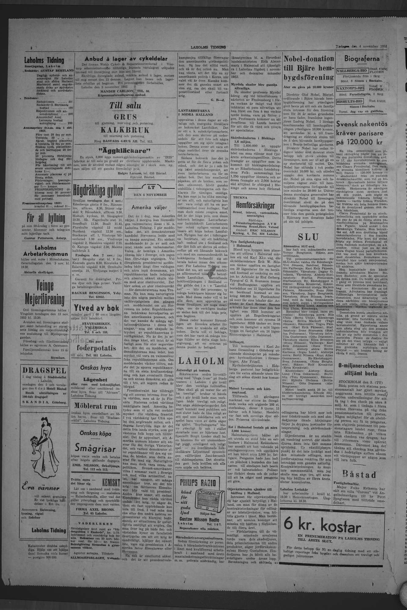 Laholms Tidning Tisdag 4 november 1952, sida 2