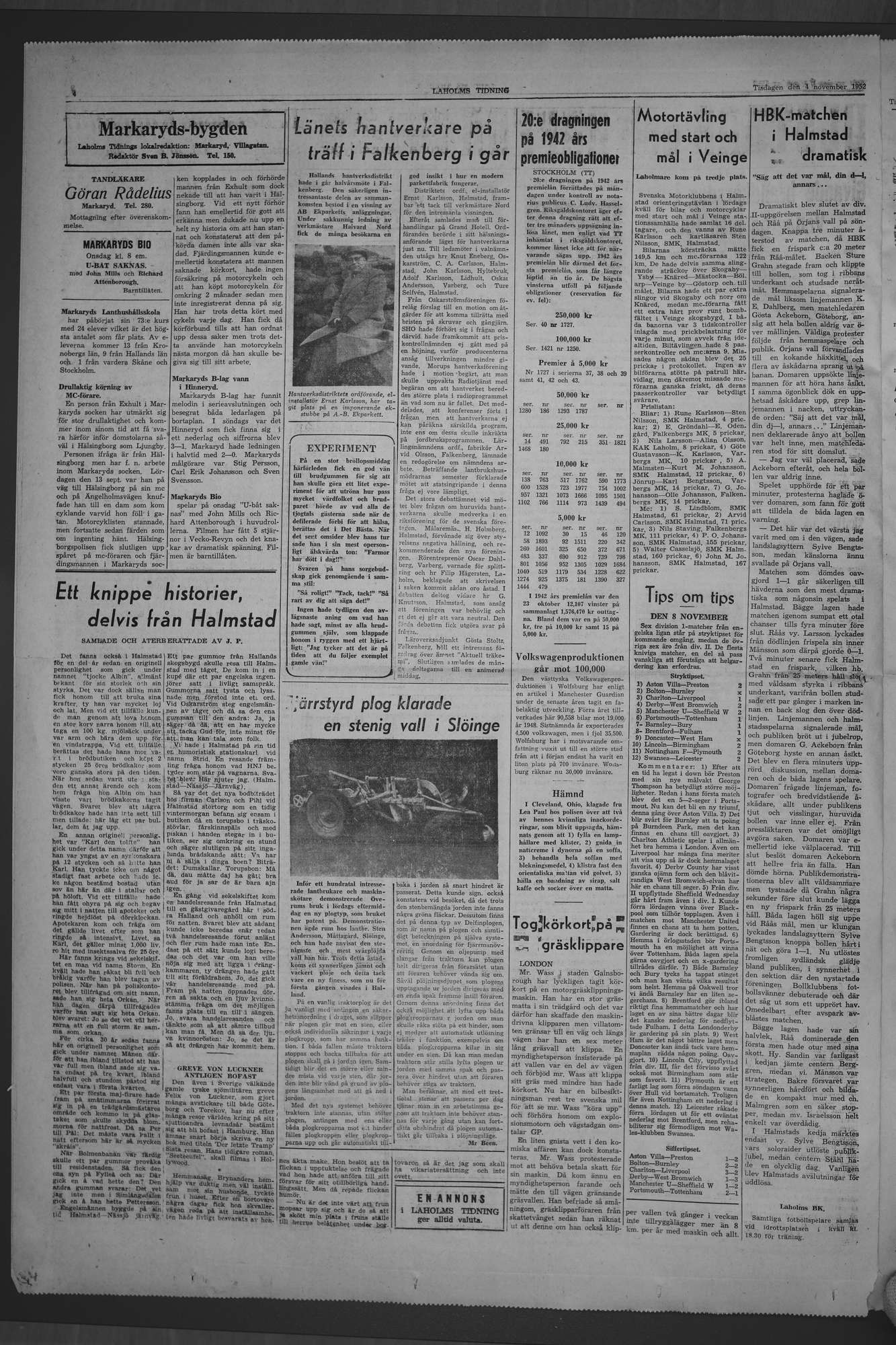 Laholms Tidning Tisdag 4 november 1952, sida 4
