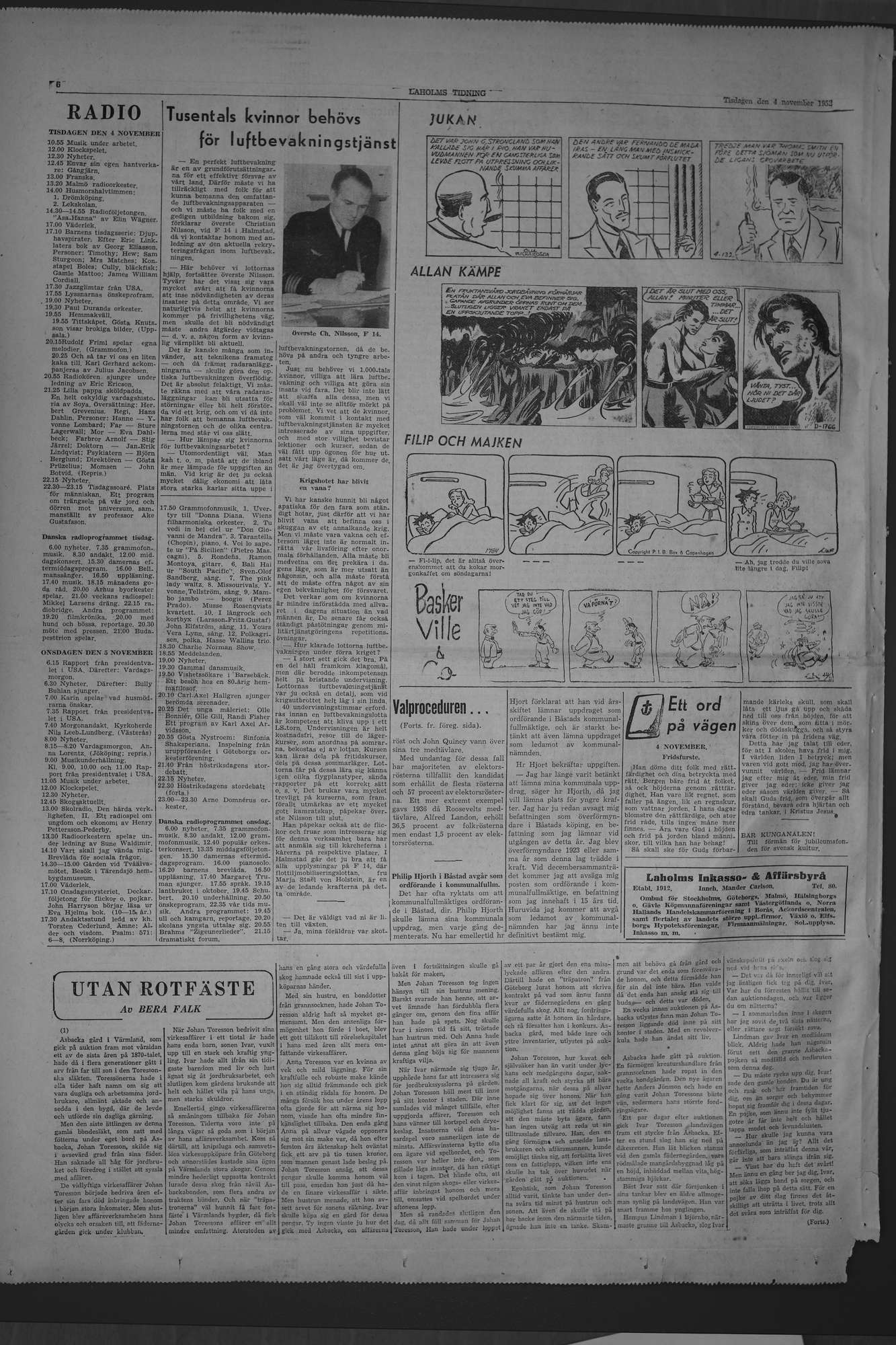 Laholms Tidning Tisdag 4 november 1952, sida 6