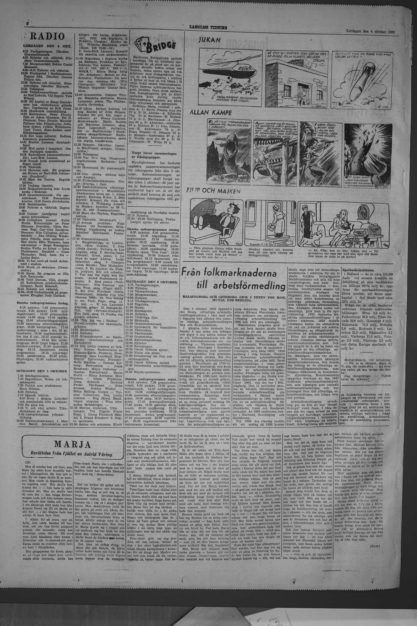 Laholms Tidning Lördag 4 oktober 1952, sida 8