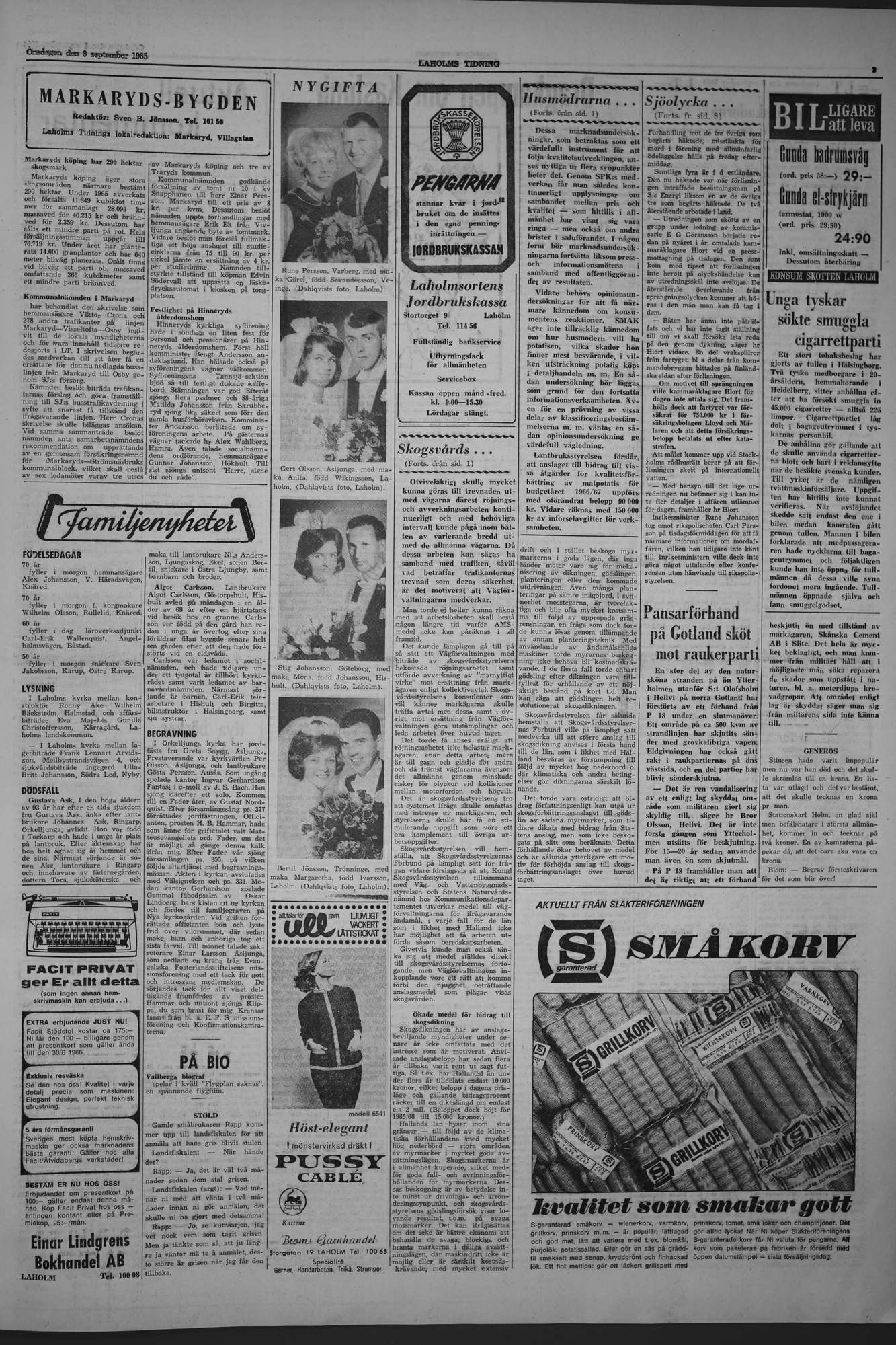 Laholms Tidning Onsdag 8 september 1965, sida 3