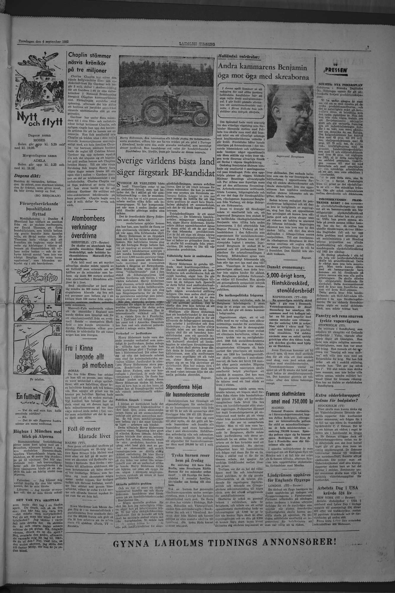 Laholms Tidning Torsdag 4 september 1952, sida 7