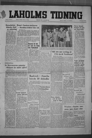 Förstasidan, Tisdag 5 augusti 1952