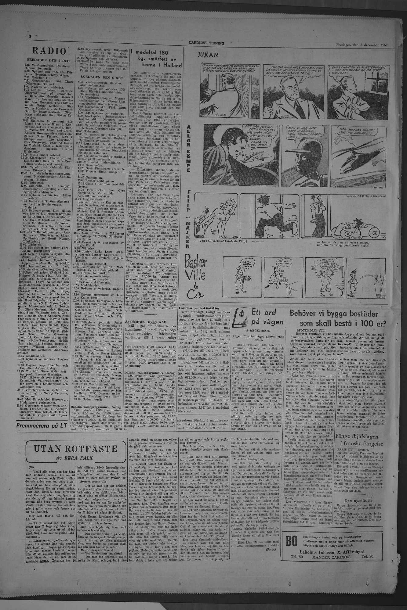 Laholms Tidning Fredag 5 december 1952, sida 8