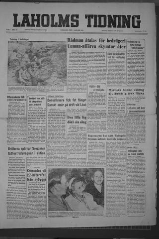 Förstasidan, Lördag 5 januari 1952
