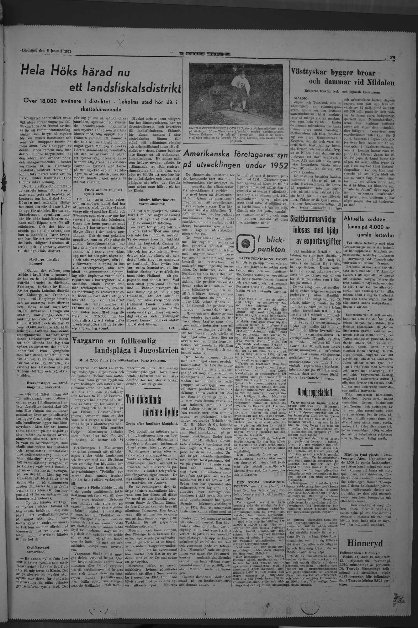 Laholms Tidning Lördag 5 januari 1952, sida 5