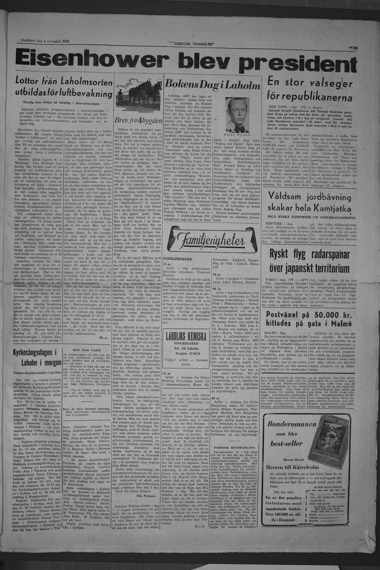Laholms Tidning Onsdag 5 november 1952, sida 3