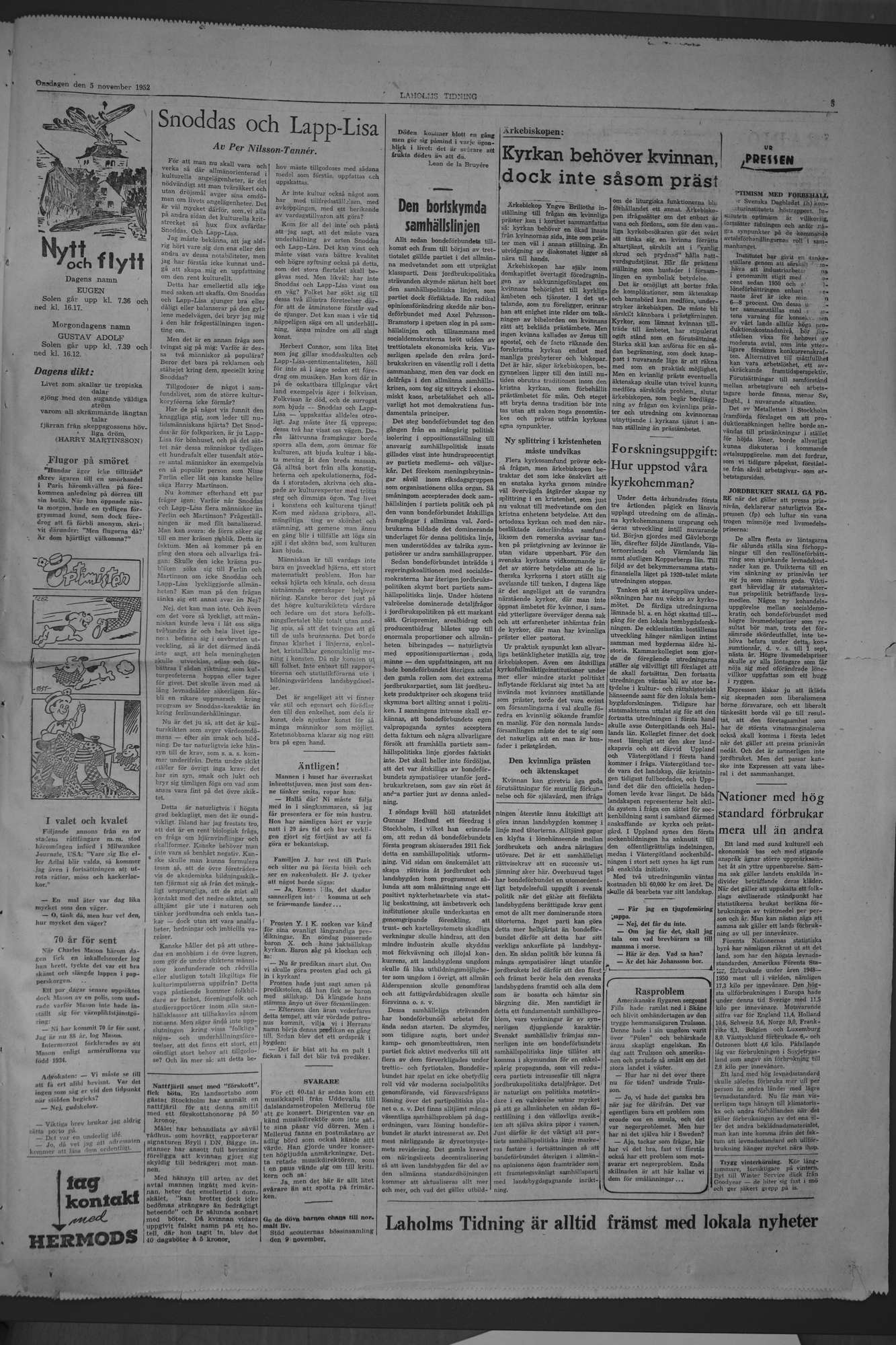 Laholms Tidning Onsdag 5 november 1952, sida 5