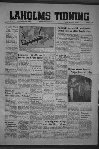Förstasidan, Fredag 5 september 1952