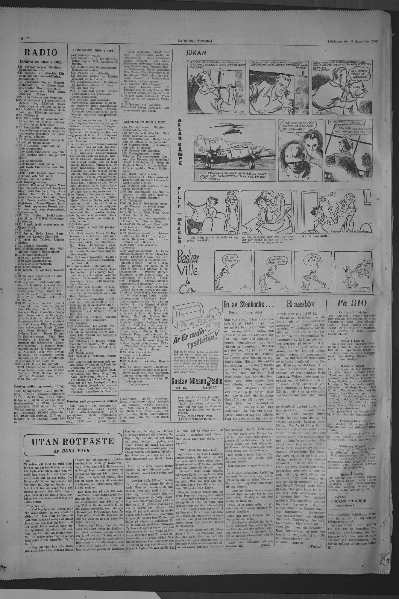 Laholms Tidning Lördag 6 december 1952, sida 8