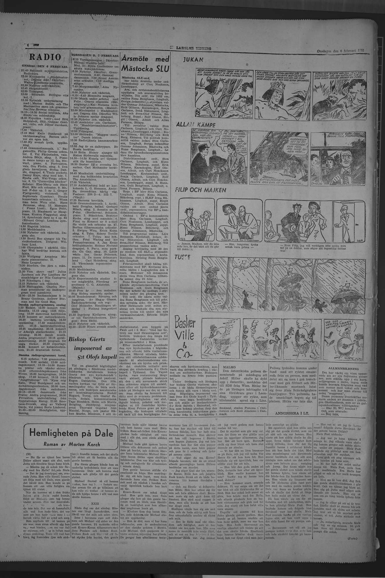 Laholms Tidning Onsdag 6 februari 1952, sida 6