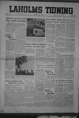 Förstasidan, Fredag 6 juni 1952