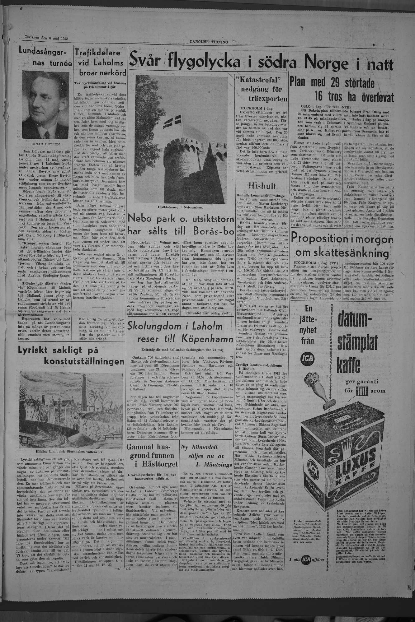 Laholms Tidning Tisdag 6 maj 1952, sida 3