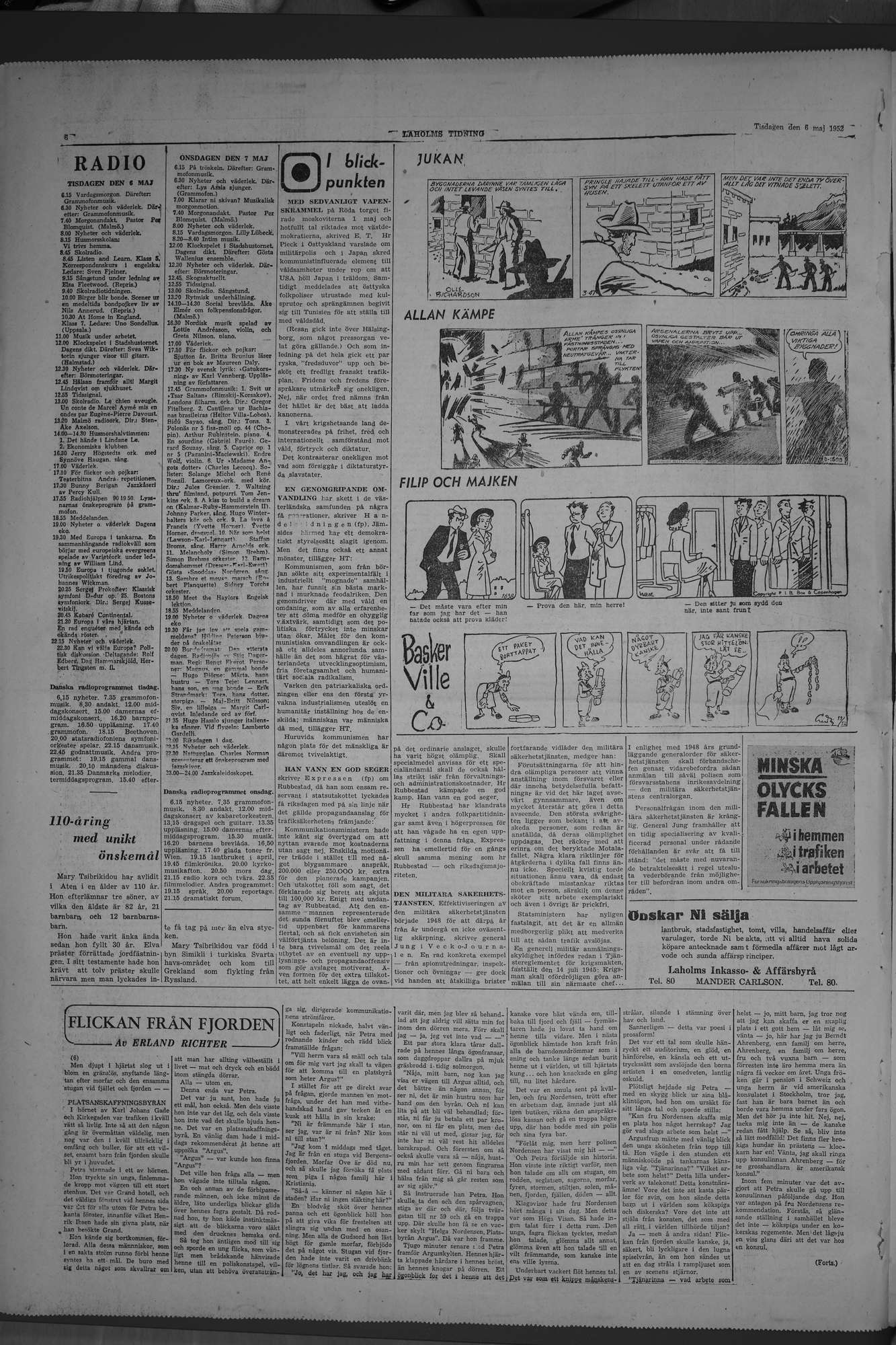 Laholms Tidning Tisdag 6 maj 1952, sida 6