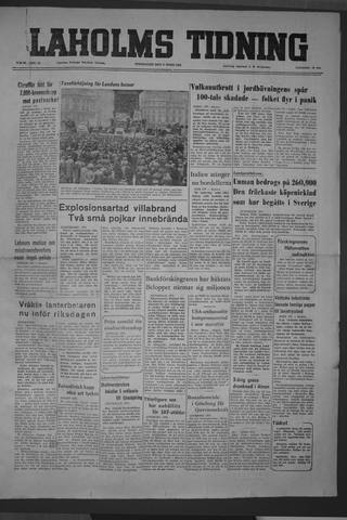 Förstasidan, Torsdag 6 mars 1952