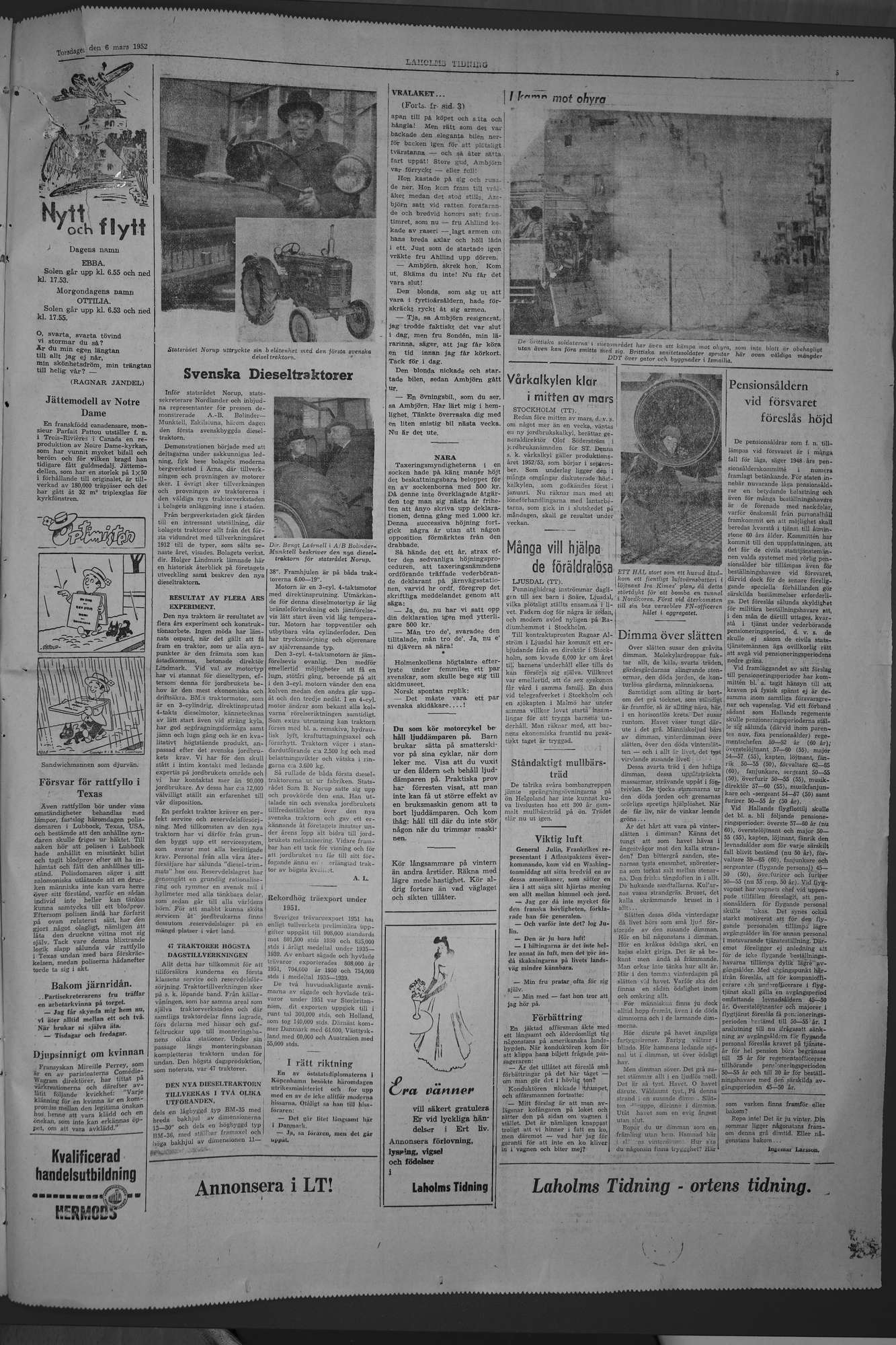 Laholms Tidning Torsdag 6 mars 1952, sida 5