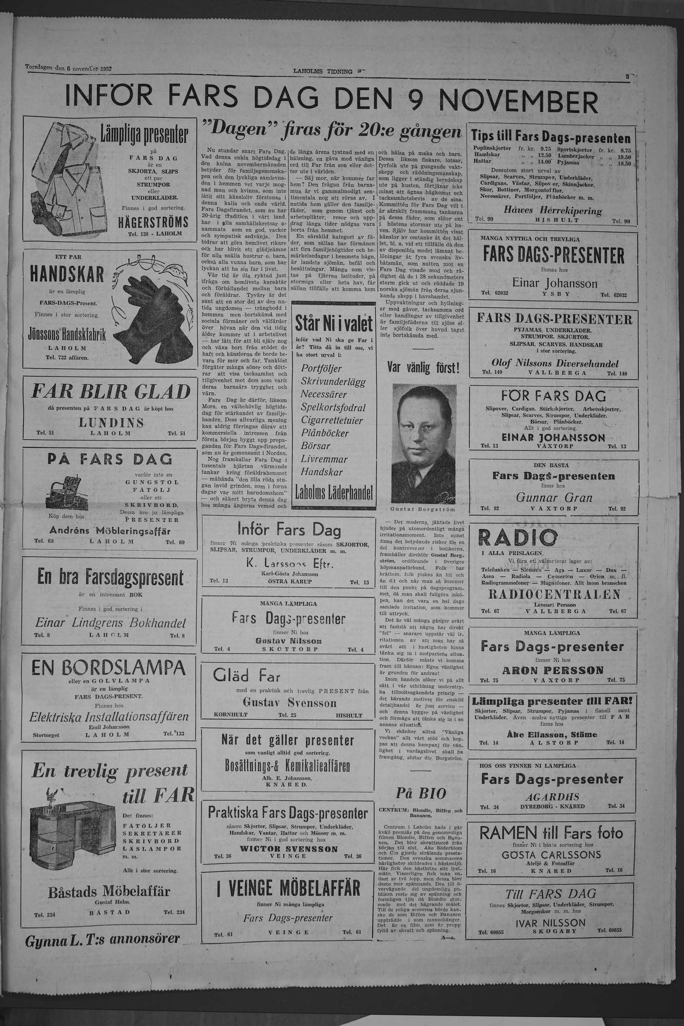 Laholms Tidning Torsdag 6 november 1952, sida 5
