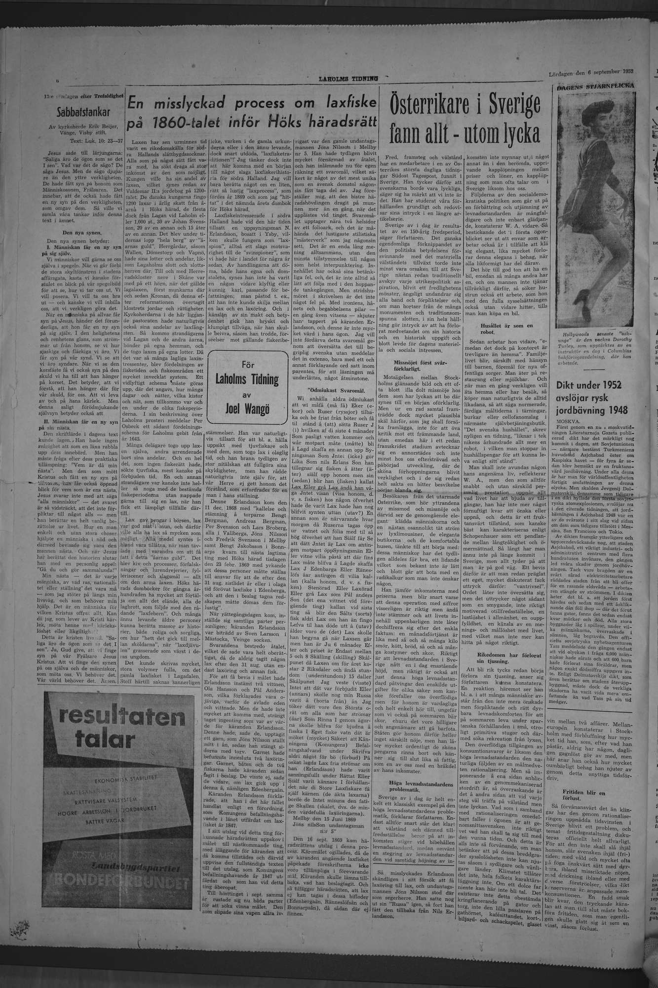 Laholms Tidning Lördag 6 september 1952, sida 6