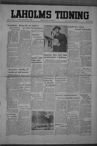 Förstasidan, Torsdag 7 augusti 1952