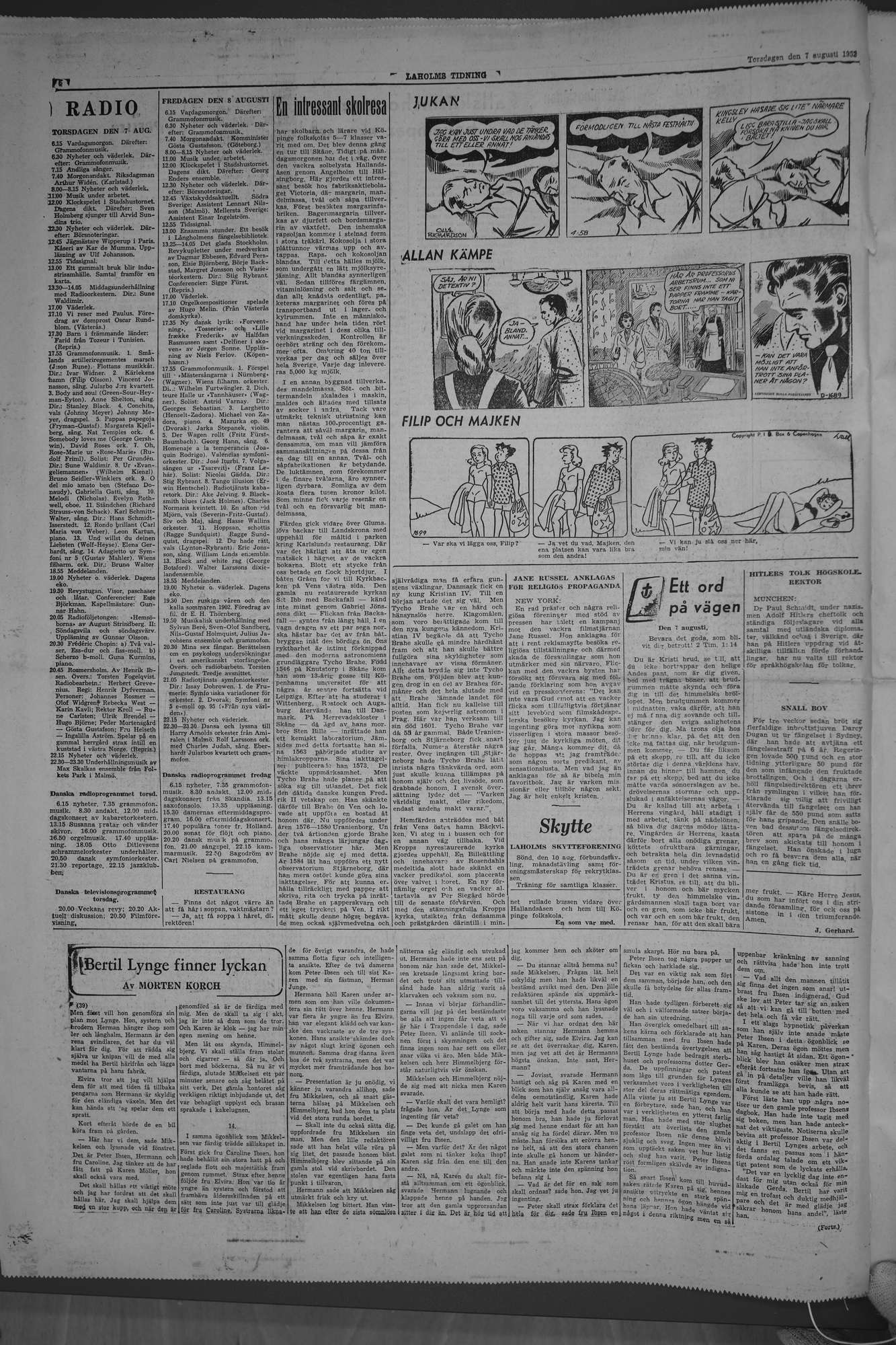 Laholms Tidning Torsdag 7 augusti 1952, sida 6