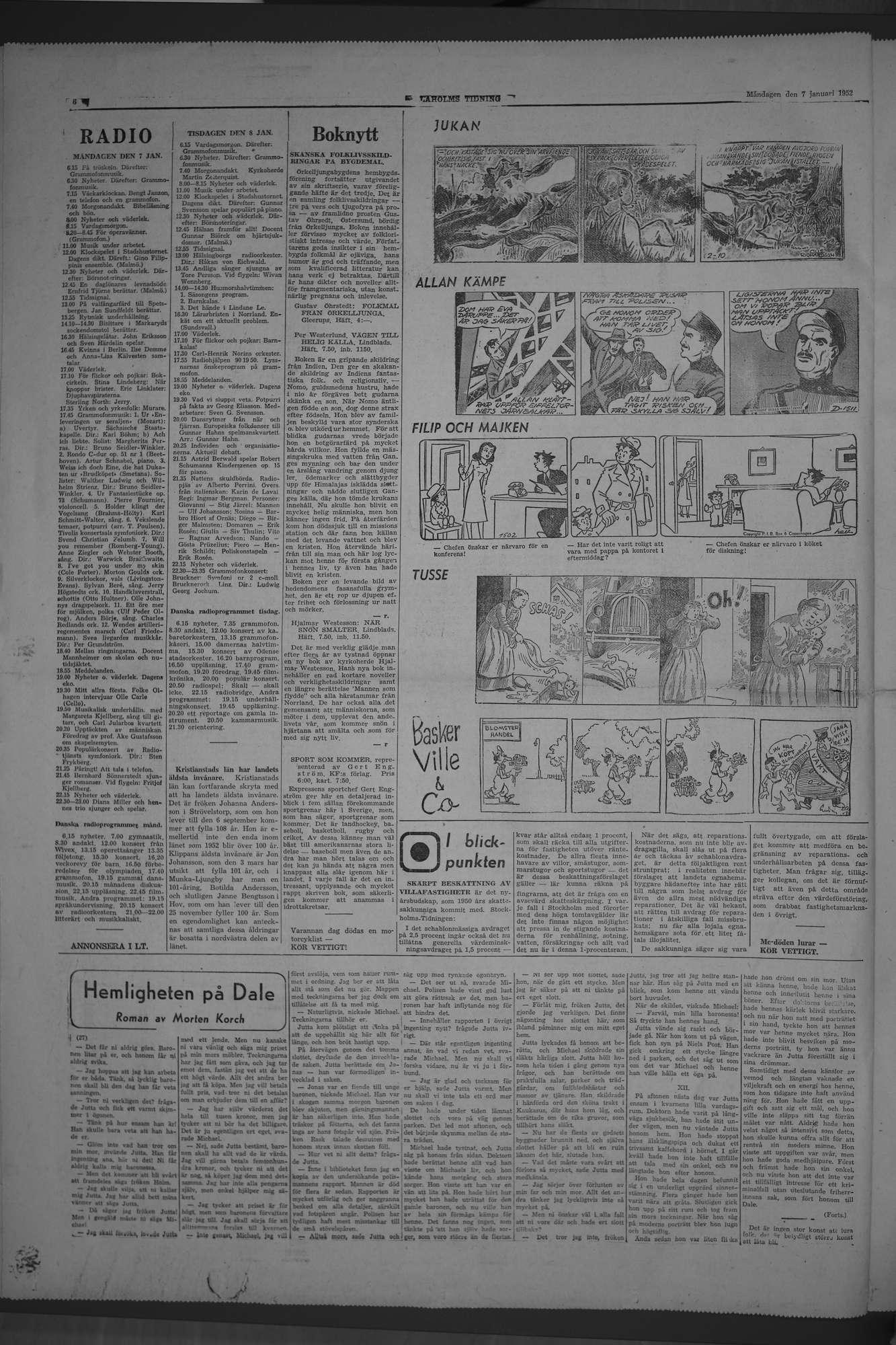 Laholms Tidning Måndag 7 januari 1952, sida 6