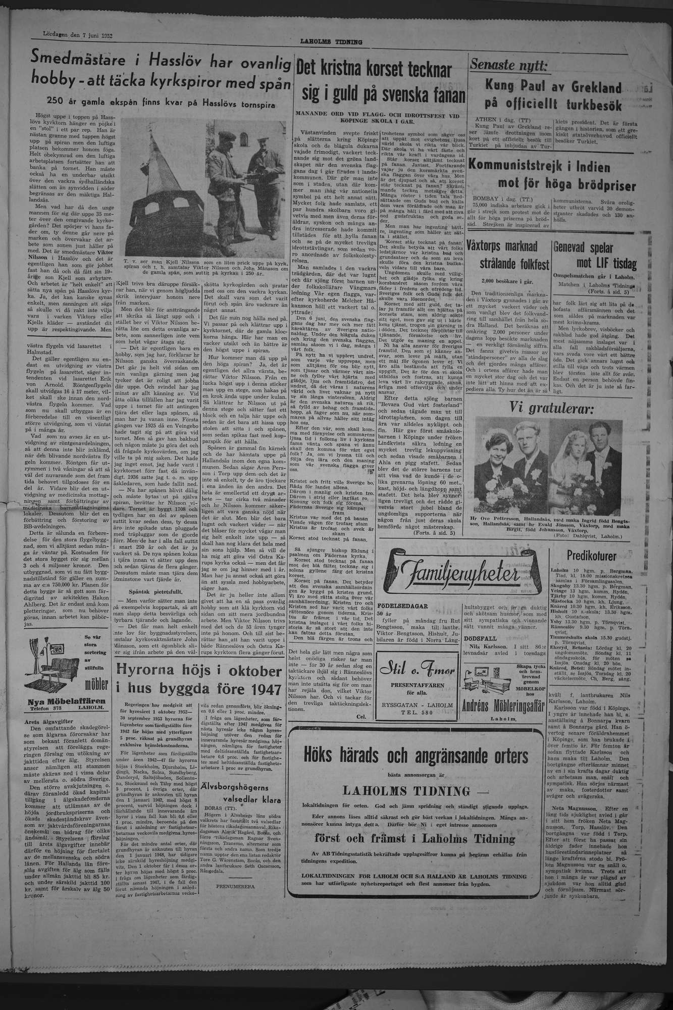 Laholms Tidning Lördag 7 juni 1952, sida 3