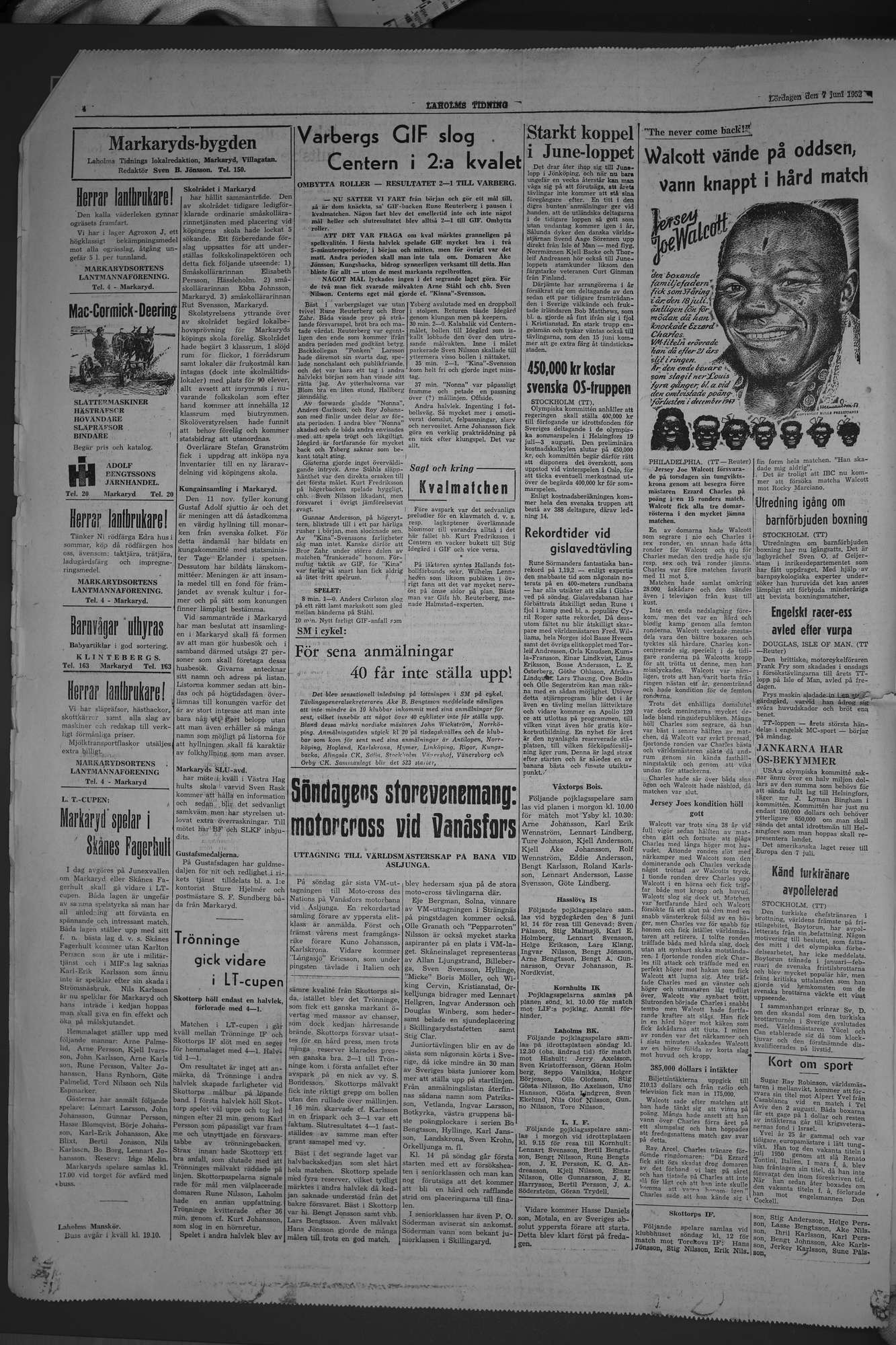 Laholms Tidning Lördag 7 juni 1952, sida 4