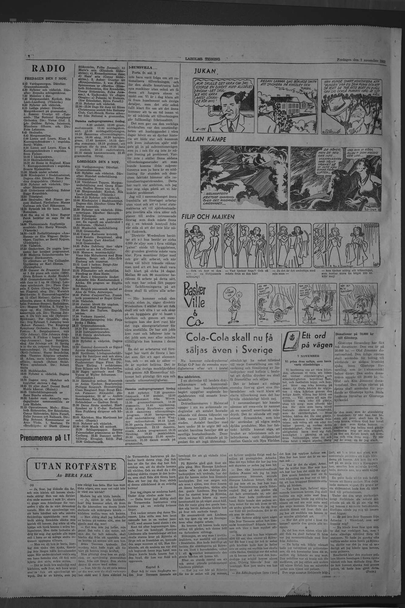Laholms Tidning Fredag 7 november 1952, sida 8