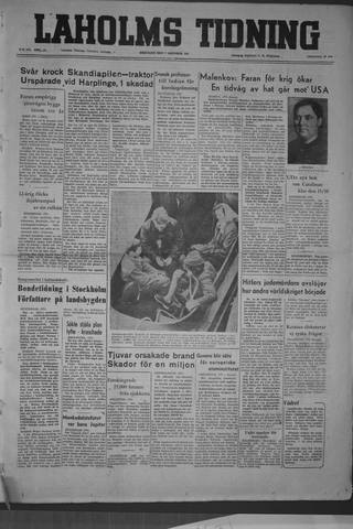 Förstasidan, Tisdag 7 oktober 1952