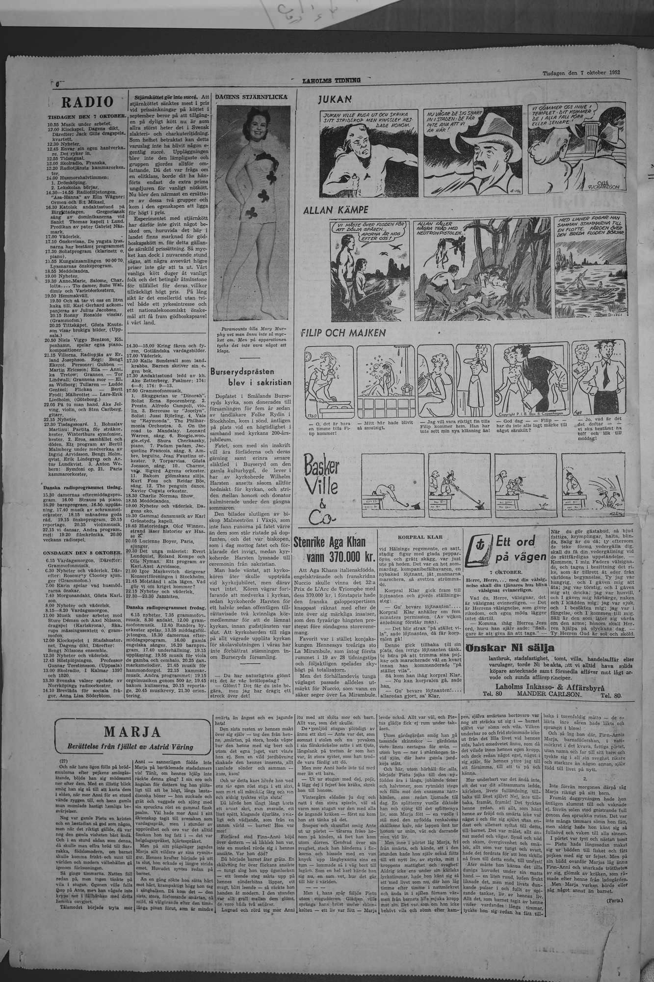 Laholms Tidning Tisdag 7 oktober 1952, sida 6
