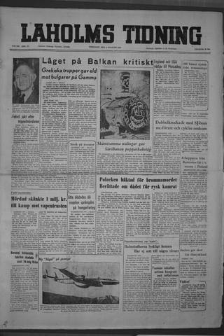 Förstasidan, Fredag 8 augusti 1952