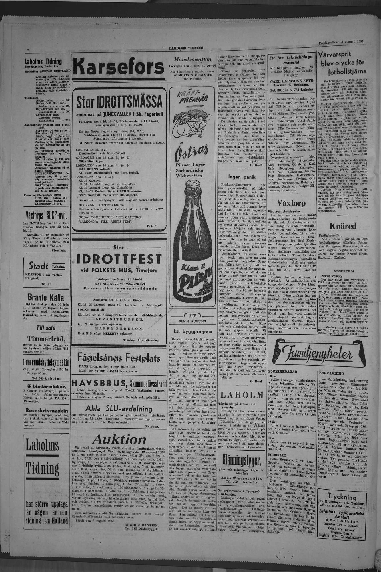 Laholms Tidning Fredag 8 augusti 1952, sida 2
