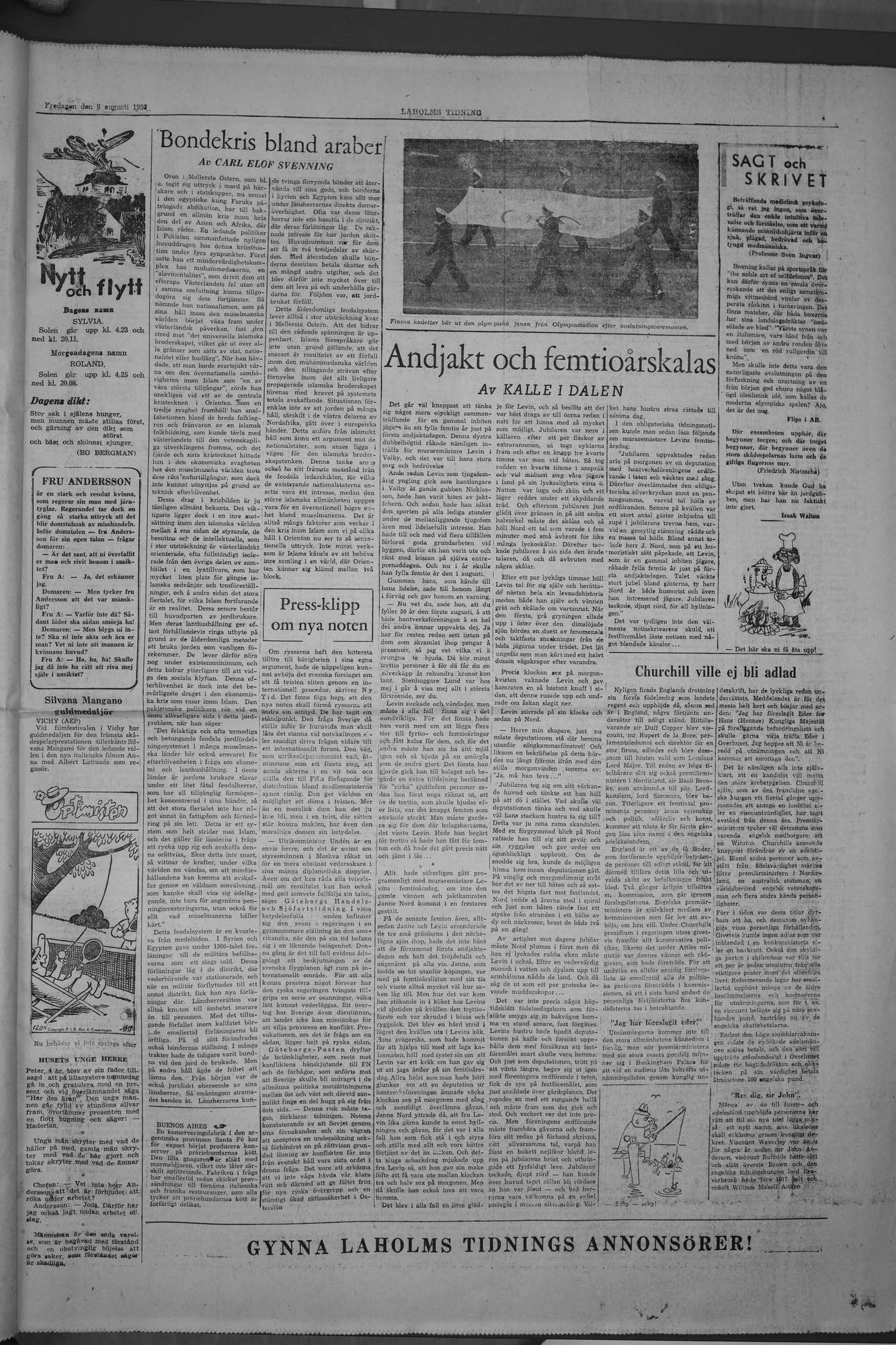 Laholms Tidning Fredag 8 augusti 1952, sida 5