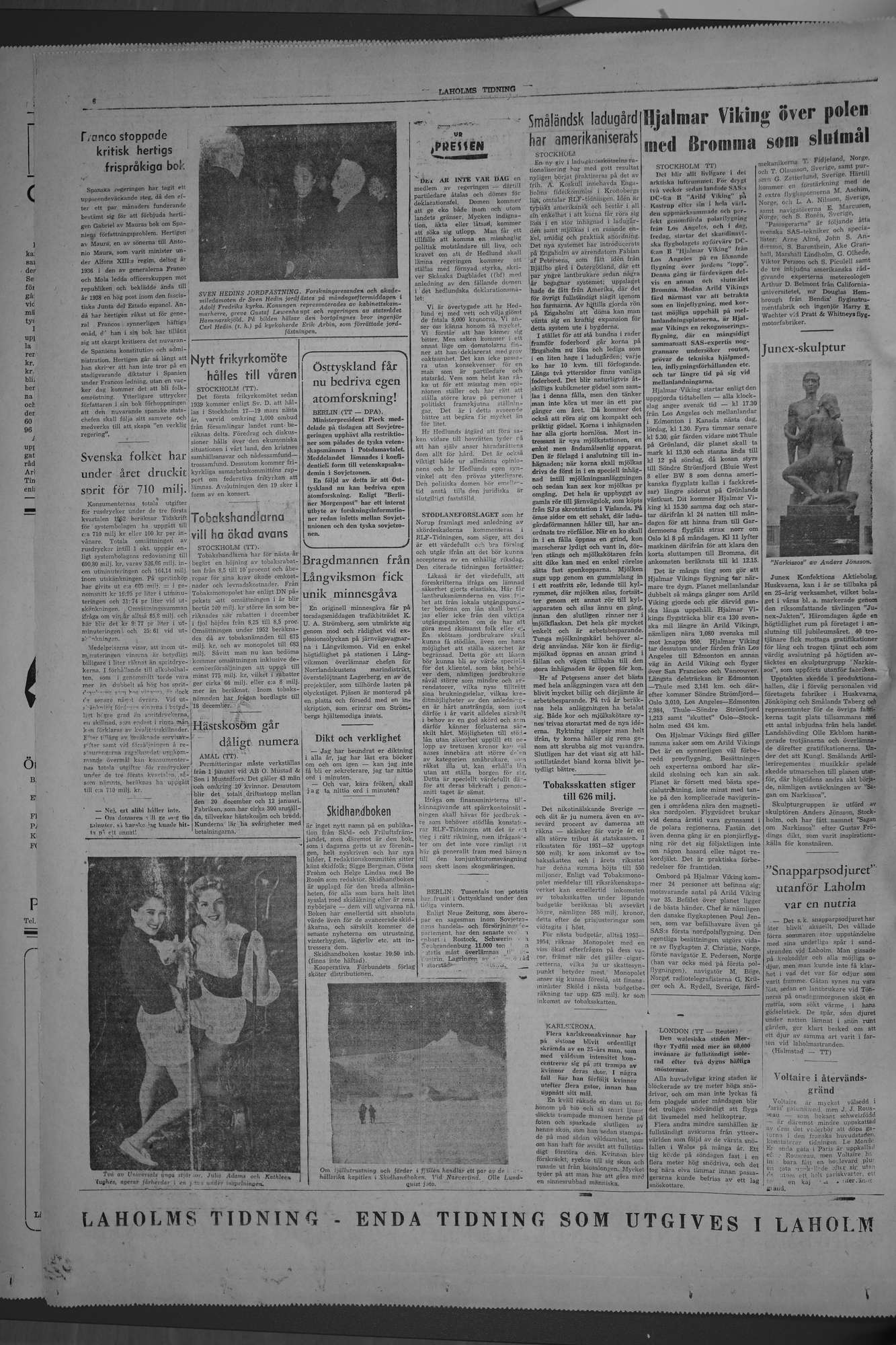 Laholms Tidning Måndag 8 december 1952, sida 6