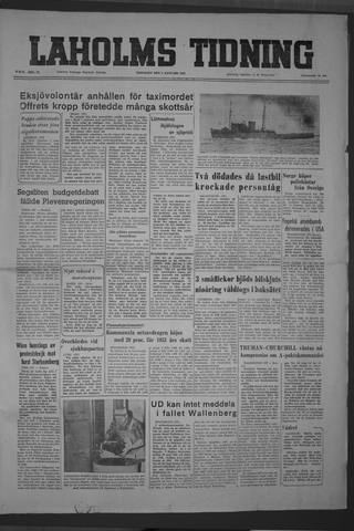 Förstasidan, Tisdag 8 januari 1952
