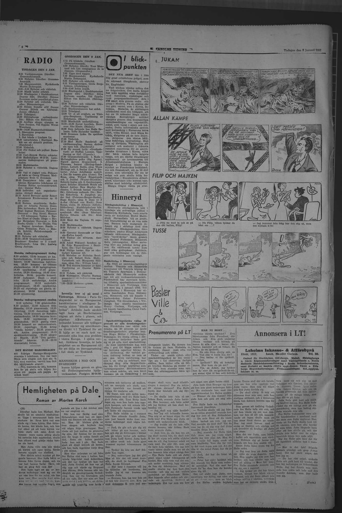 Laholms Tidning Tisdag 8 januari 1952, sida 6