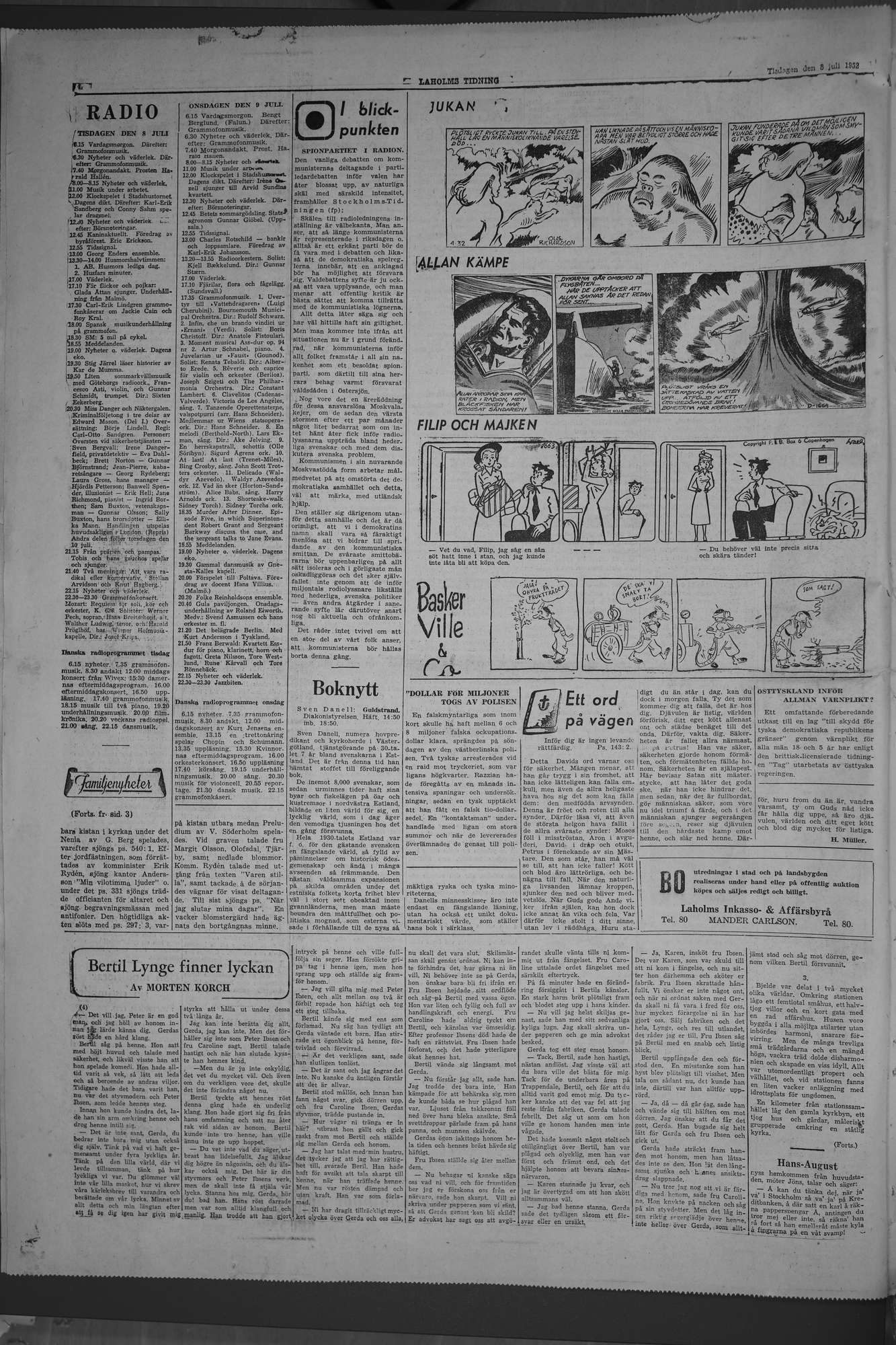 Laholms Tidning Tisdag 8 juli 1952, sida 6