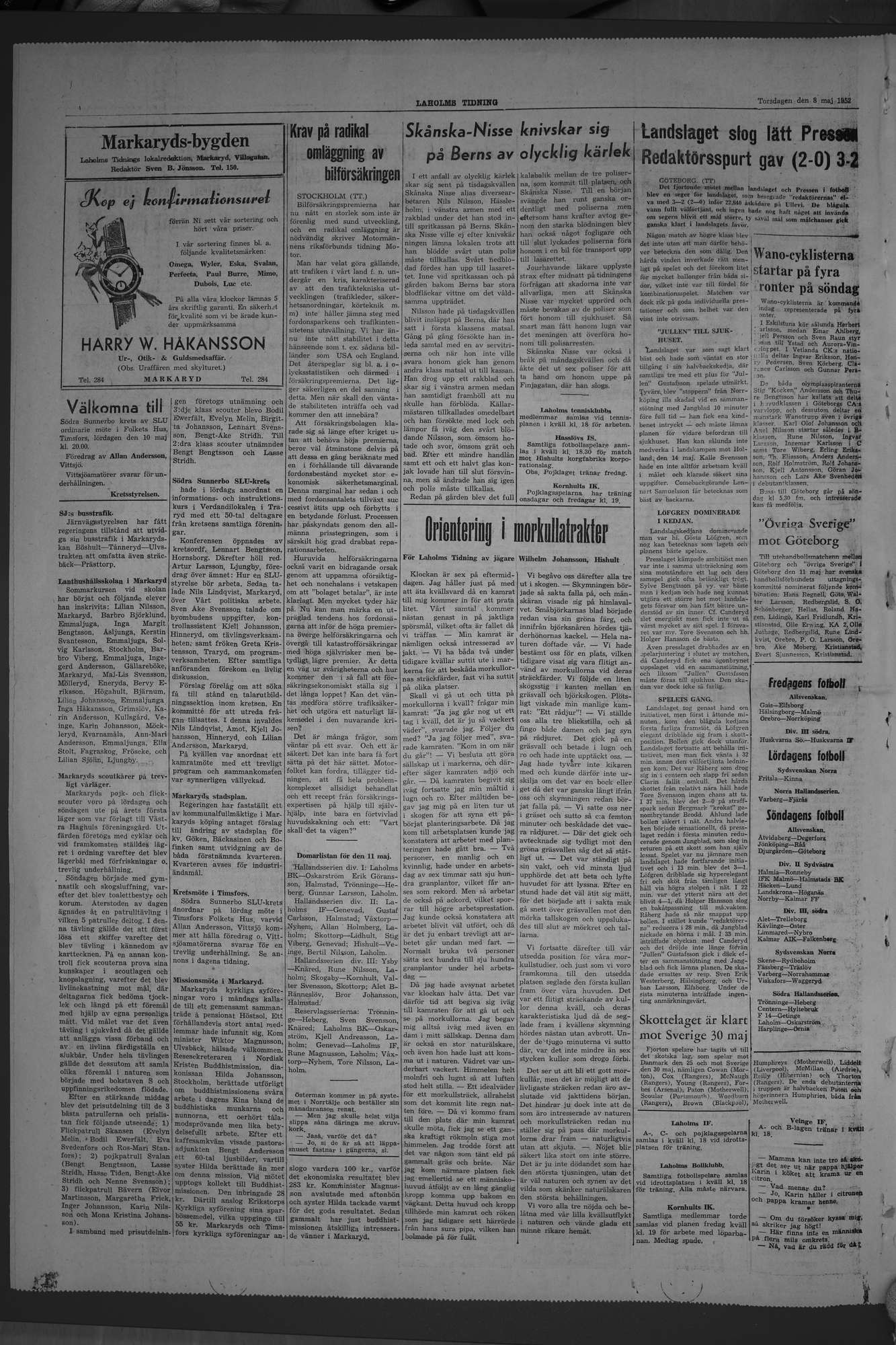 Laholms Tidning Torsdag 8 maj 1952, sida 4