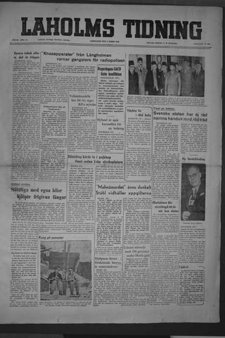 Förstasidan, Lördag 8 mars 1952