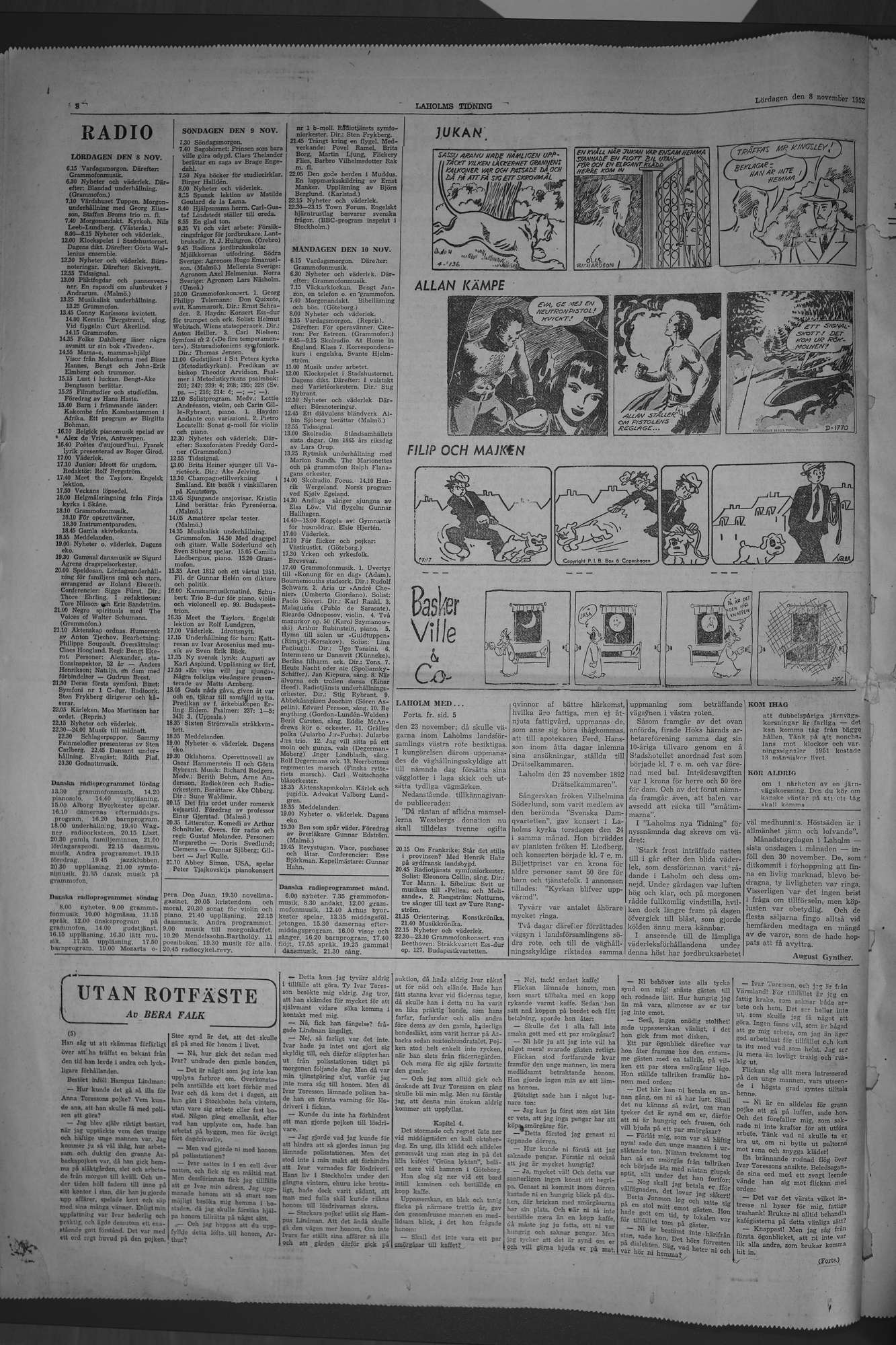 Laholms Tidning Lördag 8 november 1952, sida 8