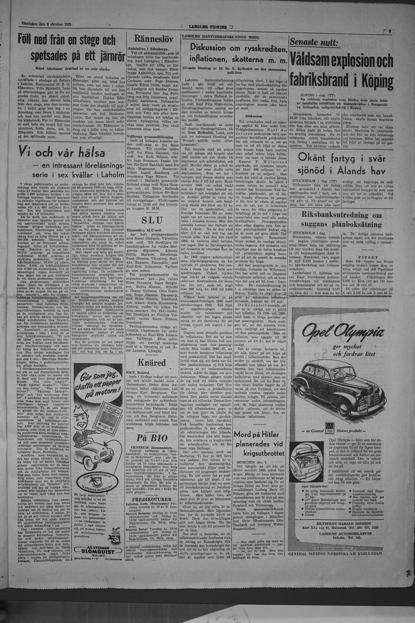 Laholms Tidning Onsdag 8 oktober 1952, sida 3