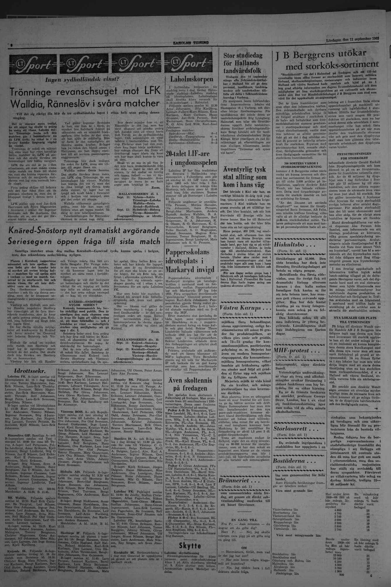 Laholms Tidning Lördag 11 september 1965, sida 6