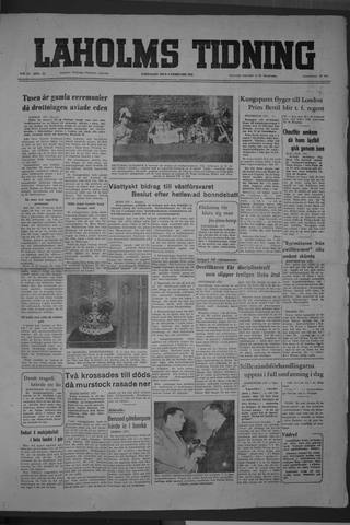 Förstasidan, Lördag 9 februari 1952