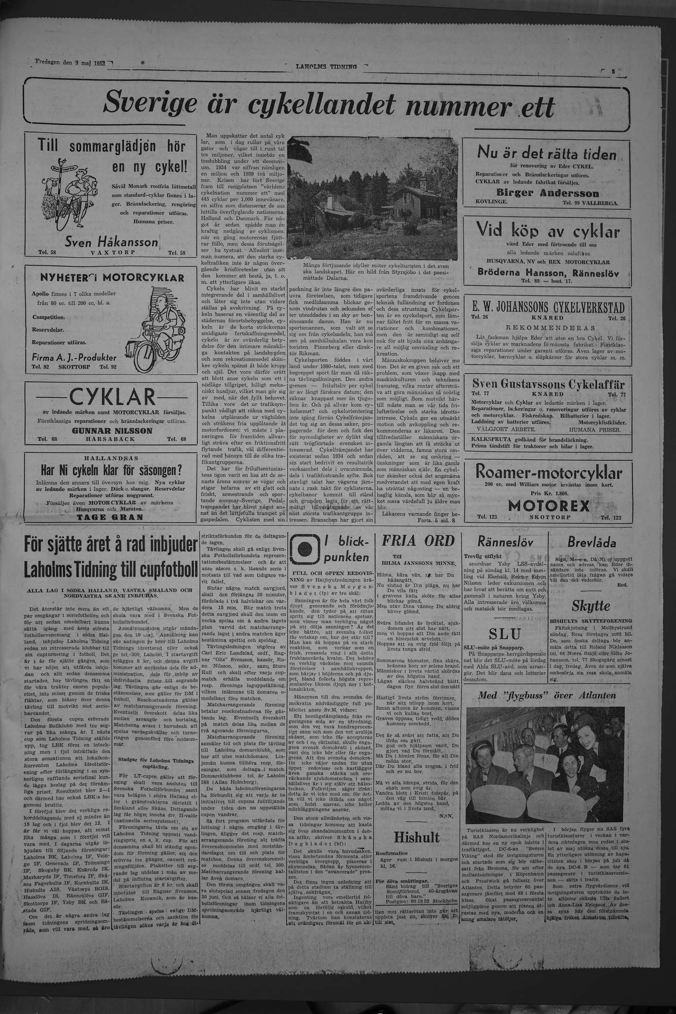 Laholms Tidning Fredag 9 maj 1952, sida 5