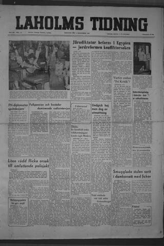 Förstasidan, Tisdag 9 september 1952