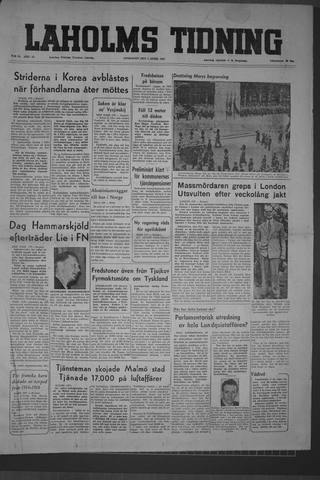 Förstasidan, Onsdag 1 april 1953