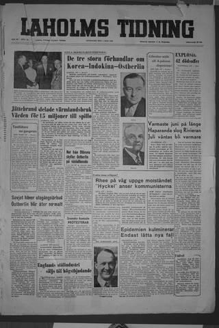 Förstasidan, Onsdag 1 juli 1953